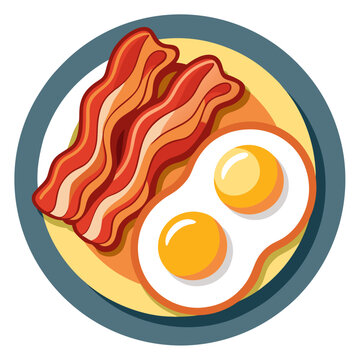 bacon and eggs breakfast on plate clip art preview