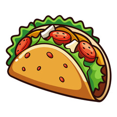 Delicious taco vector illustration with lettuce and tomatoes