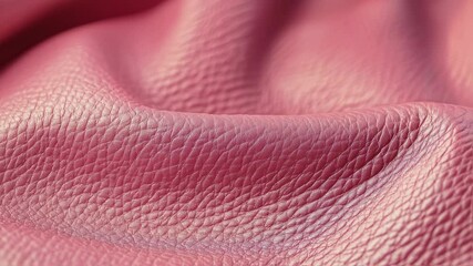 Soft pink leather flowing in gentle waves, illuminating delicate grain with luminous light, revealing luxurious surface texture and refined craftsmanship