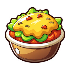 Cartoon Taco Salad Bowl with Cheese and Toppings