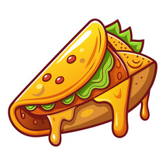 Cartoon Taco Icon with Dripping Cheese Illustration