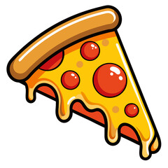 Cartoon Pepperoni Pizza Slice with Dripping Cheese Illustration