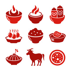 Vietnamese Tet Holiday Offerings and Decorations Set in Red