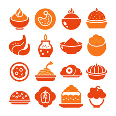 Orange Vector Icons Collection Featuring Food and Objects