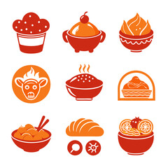 Variety of desserts and sweets in vector illustration