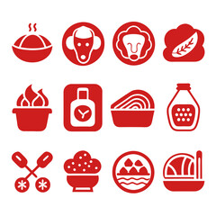 Red Food Icon Collection: Culinary and Nutritional Concepts