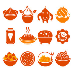 Collection of Food and Fun Orange Icons