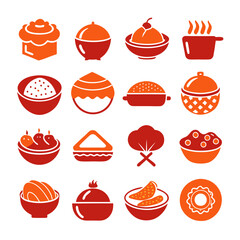 Red and Orange Food Icon Set - Vector Graphic