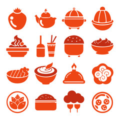 Orange Food Icons Set Collection Vector Design