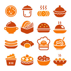 Orange and Red Food Icons for Culinary Arts