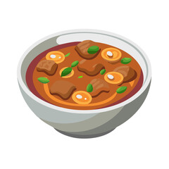 Delicious Beef Rendang Curry in a White Bowl