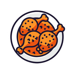 Delicious Fried Chicken Legs, Tasty Meal, Icon Design