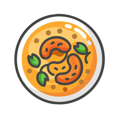 Fototapeta premium Cashew Curry Food Illustration Isolated On a Black Background