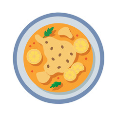 Flat vector illustration of delicious food on the plate