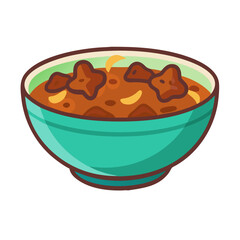 Bowl of tasty stew, savory food, cartoon illustration