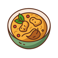 Delicious cartoon Thai curry in green bowl design