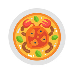 Crab stew illustration, seafood soup, healthy food concept