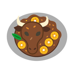 Beef Stew with Oranges, Artistic Vector Illustration