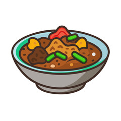 Delicious Curry Bowl Illustration on Black Background Image