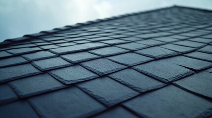 Roofer inspecting roof condition on a commercial building. Featuring professionalism and safety