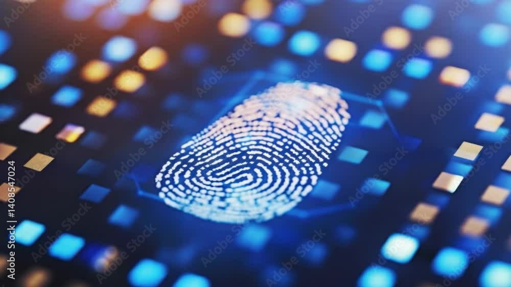 Poster digital fingerprint technology an abstract background showcasing unique biometric patterns for enhan