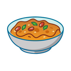 Cartoon illustration of a bowl of soup or stew