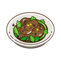 Traditional Chinese Black Bean Sauce Dish Illustration Art