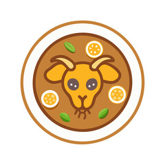 Cartoon goat noodle soup bowl illustration vector image