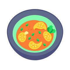 Colorful Cartoon Illustration of a Delicious Soup Bowl