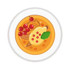 Elegant Thai Pumpkin Soup with Cherries and Mango