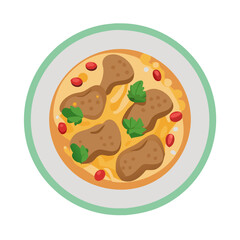 Delicious Curry Stew on a Plate Illustration Art