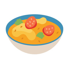 Bowl of hearty soup with toppings vector illustration