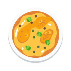 Cartoon Creamy Soup Bowl Illustration with Parsley Garnish