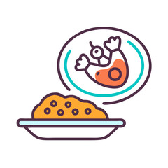 Japanese Cuisine Concept with Colorful Illustration on Black Backdrop