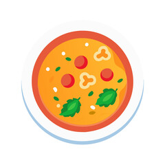 Cartoon pizza illustration on plate, delicious food graphic