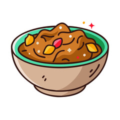 Cartoon bowl of halwa, Indian dessert illustration