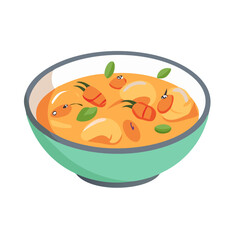 Bowl of Japanese Curry or Soup Cartoon Illustration