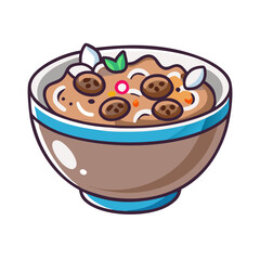 Bowl of Soup with Meatballs, Fresh Herbs