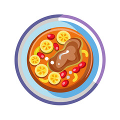Delicious beef soup with lemon and red berries