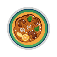 Delicious Tom Yum soup illustration in a colorful bowl