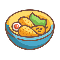 Delicious Cartoon Bowl of Food with Healthy Ingredients