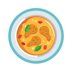 Cartoon Chicken Soup Bowl, Healthy Chicken Broth Meal