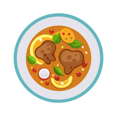 Delicious Bowl of Homemade Soup Illustration on Black Background