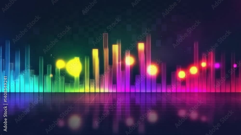 Poster vibrant and colorful sound wave graphic dynamic visual representation of music with energetic bars a
