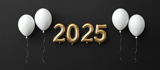 Gold foil balloons spelling out 2025