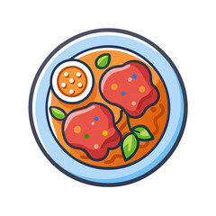 Colorful illustration of braised meat food dish