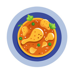 Cartoon Chicken Curry in a Bowl Illustration