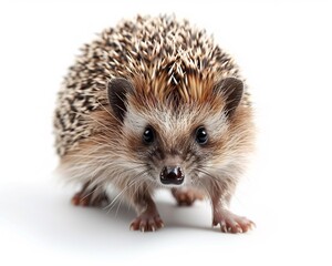 Obraz premium Hedgehog running tiny feet visible spines detailed determined tiny eyes motion captured isolated on a white background