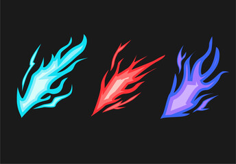 Set of magic power light trails isolated on background Vector cartoon illustration
