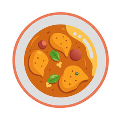 Delicious curry illustration in a bowl on black background